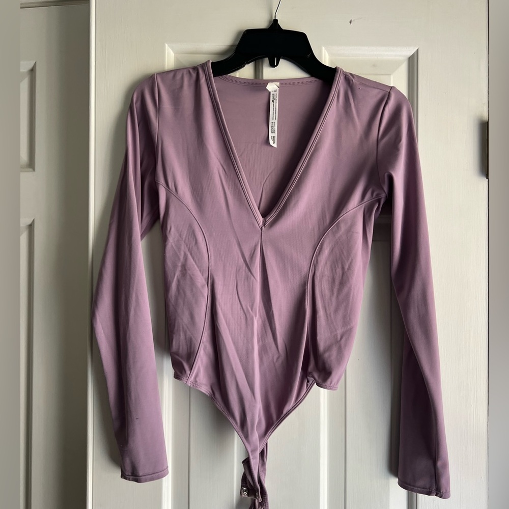 Free People Lavender Long Sleeve Bodysuit